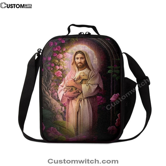 Jesus Holding A Lamb Lunch Bag - Jesus Art, Christian Lunch Box For School, Picnic