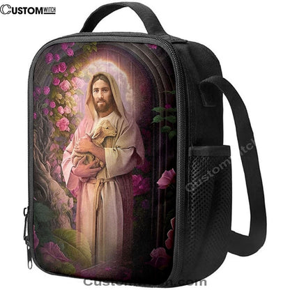 Jesus Holding A Lamb Lunch Bag - Jesus Art, Christian Lunch Box For School, Picnic