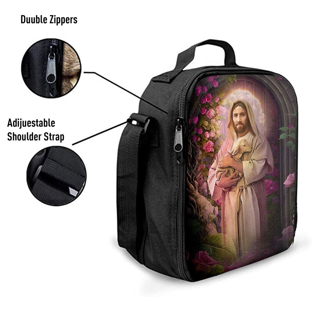 Jesus Holding A Lamb Lunch Bag - Jesus Art, Christian Lunch Box For School, Picnic