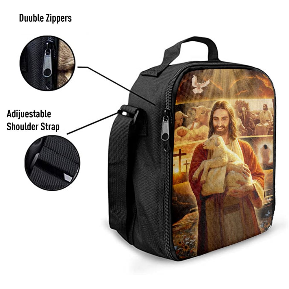 Jesus Holding A Lamb Lunch Bag, Christian Lunch Box For School, Picnic