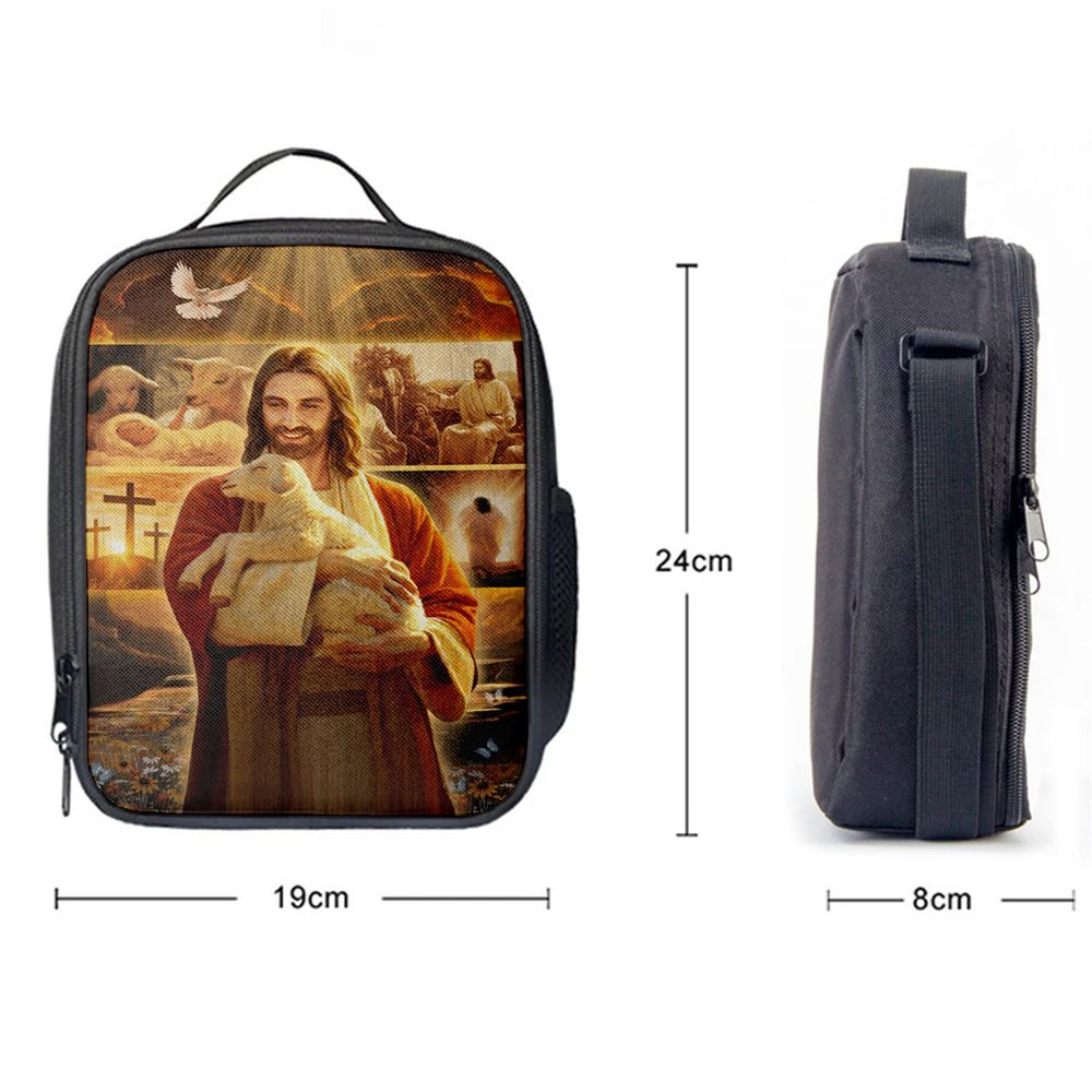 Jesus Holding A Lamb Lunch Bag, Christian Lunch Box For School, Picnic