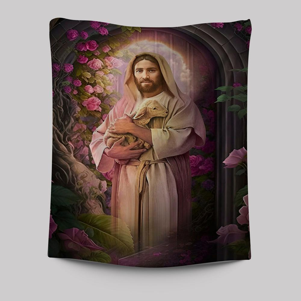 Jesus Holding A Lamb Tapestry Pictures - Jesus Art Prints - Jesus Art -  Christian Indoor Wall Tapestries