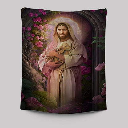 Jesus Holding A Lamb Tapestry Pictures - Jesus Art Prints - Jesus Art -  Christian Indoor Wall Tapestries