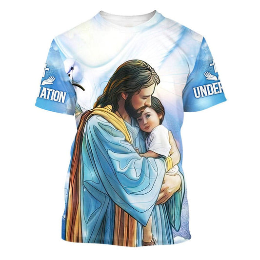Jesus Holding Boy All Over Print 3D T Shirt For Men And Women, Christian T-Shirt, Faith Shirt