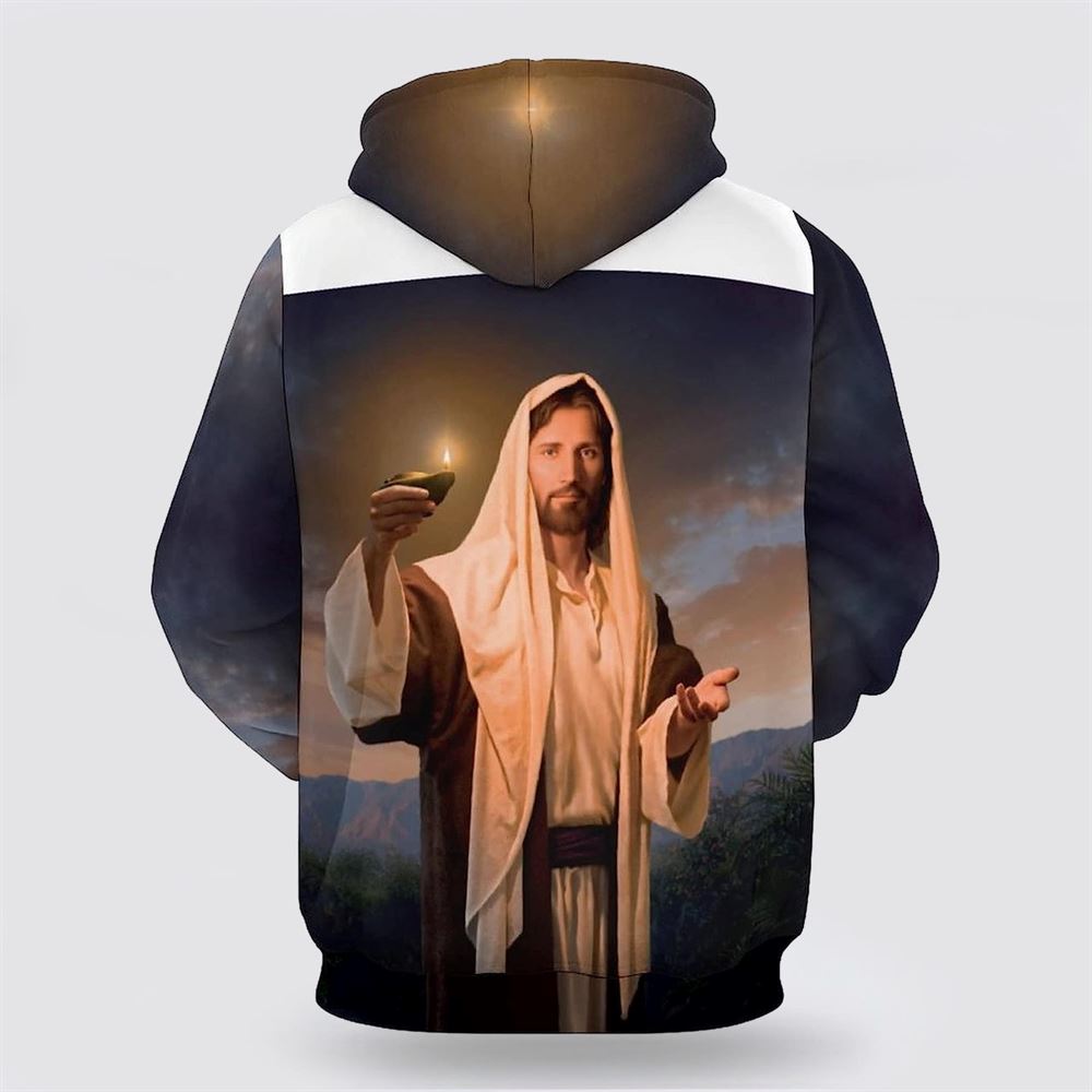 Jesus Holding Candle 3D Hoodies For Women Men, God 3D Printed Hoodie, Christian Apparel Hoodies