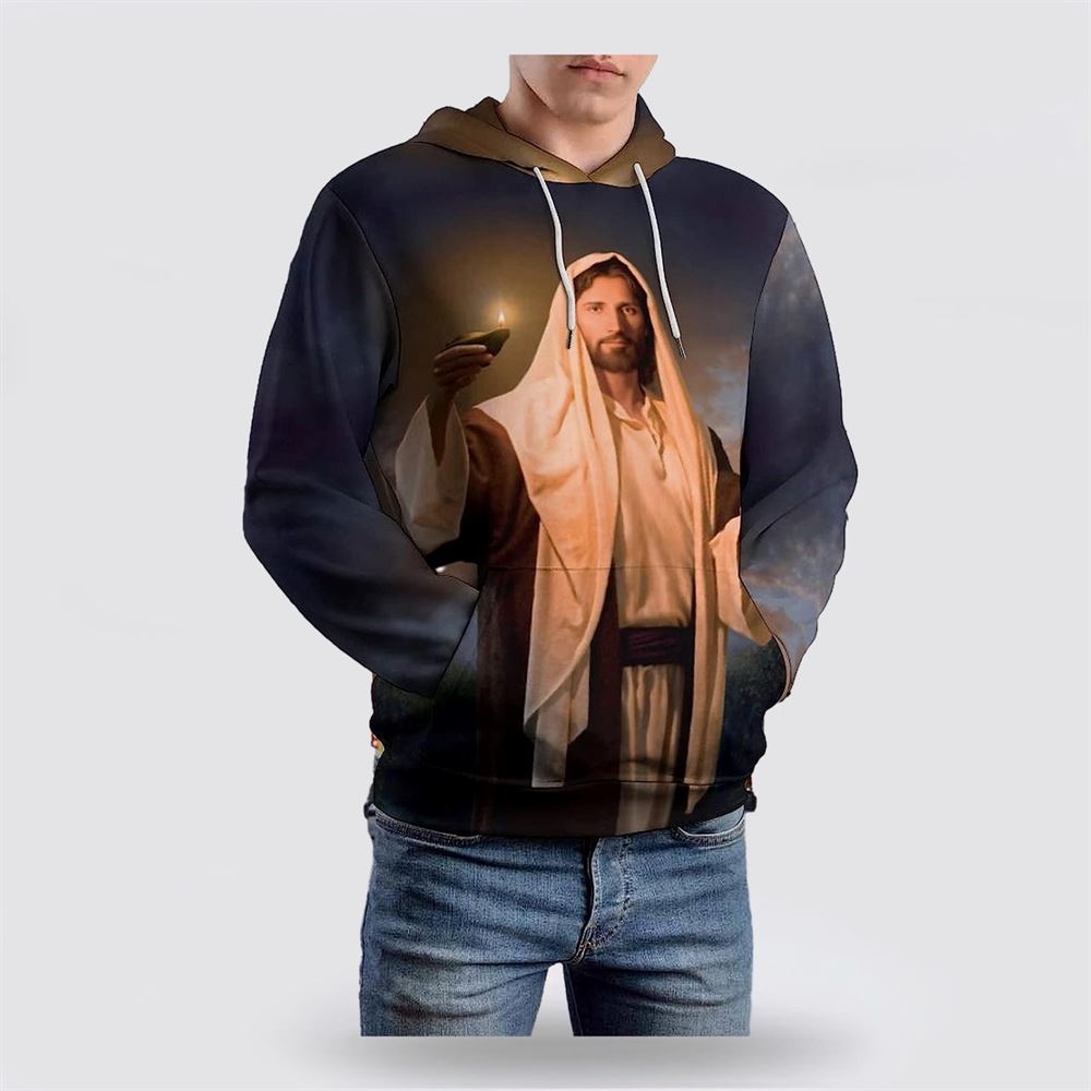 Jesus Holding Candle 3D Hoodies For Women Men, God 3D Printed Hoodie, Christian Apparel Hoodies