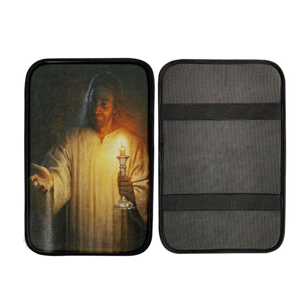 Jesus Holding Candle Car Center Console Cover, God Car Armrest Accessories