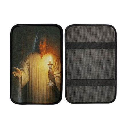Jesus Holding Candle Car Center Console Cover, God Car Armrest Accessories