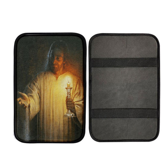 Jesus Holding Candle Car Center Console Cover, God Car Armrest Accessories