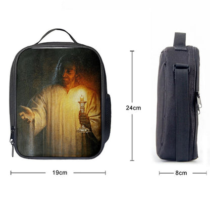 Jesus Holding Candle Lunch Bag, Christian Lunch Box For School, Picnic