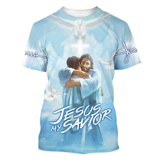 Jesus Holding Is My Savior, Bible All Over Print 3D T Shirt For Men And Women, Christian T-Shirt, Faith Shirt