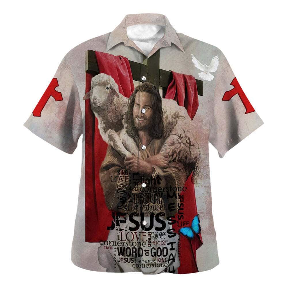 Jesus Holding Lamb Bible Verse Hawaiian Shirt For Men, Christian Hawaiian Shirt, Gift For Christian