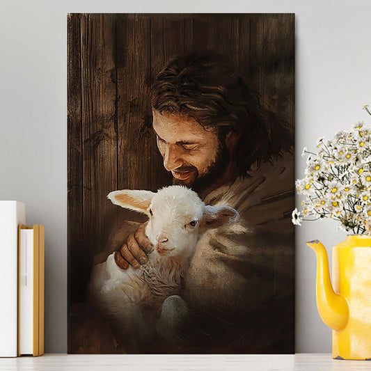 Jesus Holding Lamb Canvas - Christian Wall Art - Religious Home Decor