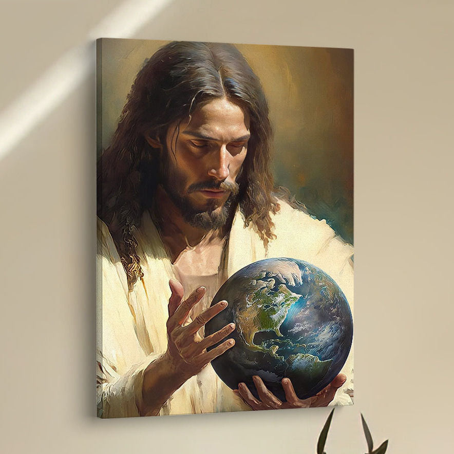 Jesus Holding The Earth Canvas Pictures - Jesus Art Prints - Jesus Art - Christian Home Decor