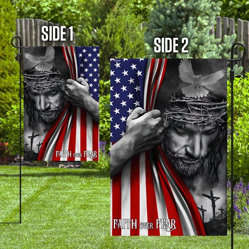 Jesus House Flags Faith Over Fear God Jesus House Flags, Christian Flag, Scripture Flag, Garden Banner