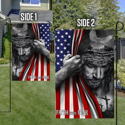 Jesus House Flags Faith Over Fear God Jesus House Flags, Christian Flag, Scripture Flag, Garden Banner