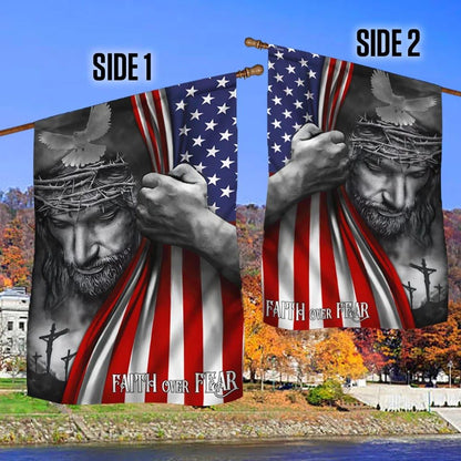 Jesus House Flags Faith Over Fear God Jesus House Flags, Christian Flag, Scripture Flag, Garden Banner