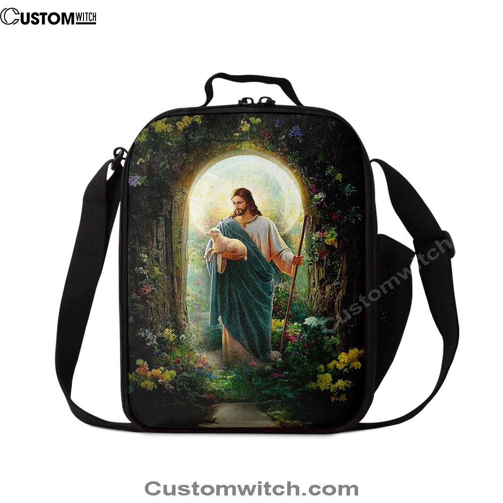 Jesus Hug A Lamb Lunch Bag - Jesus Art, Christian Lunch Box For School, Picnic