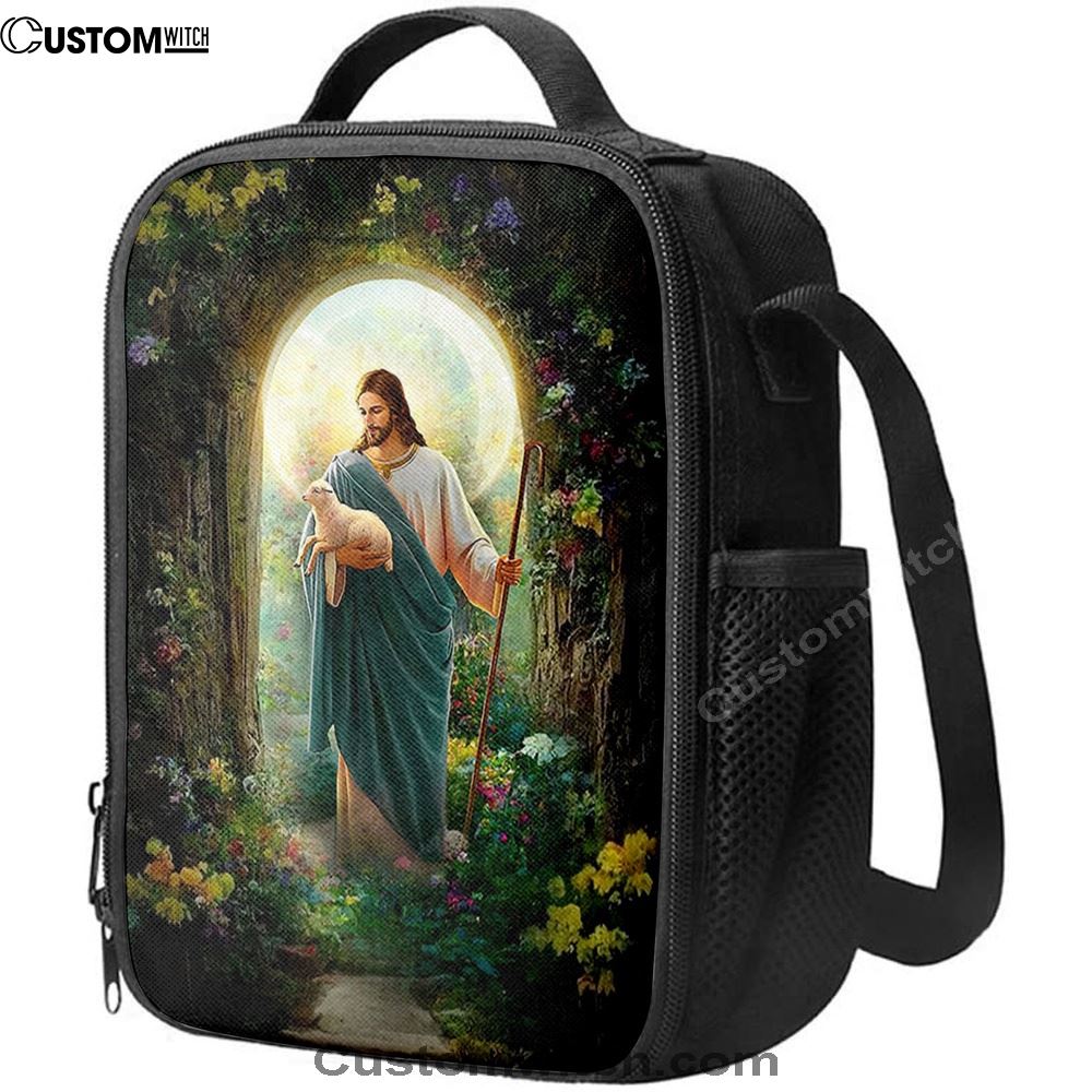 Jesus Hug A Lamb Lunch Bag - Jesus Art, Christian Lunch Box For School, Picnic