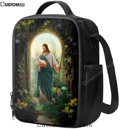 Jesus Hug A Lamb Lunch Bag - Jesus Art, Christian Lunch Box For School, Picnic