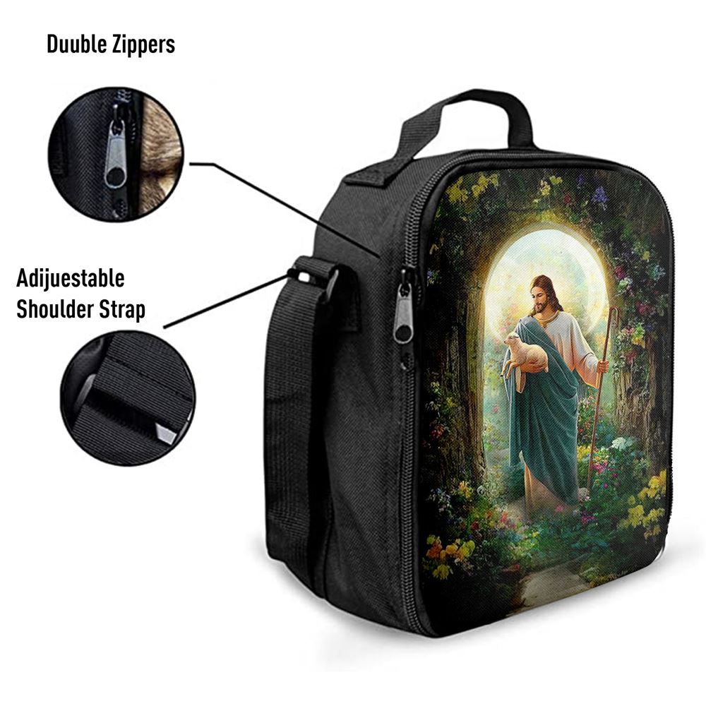 Jesus Hug A Lamb Lunch Bag - Jesus Art, Christian Lunch Box For School, Picnic