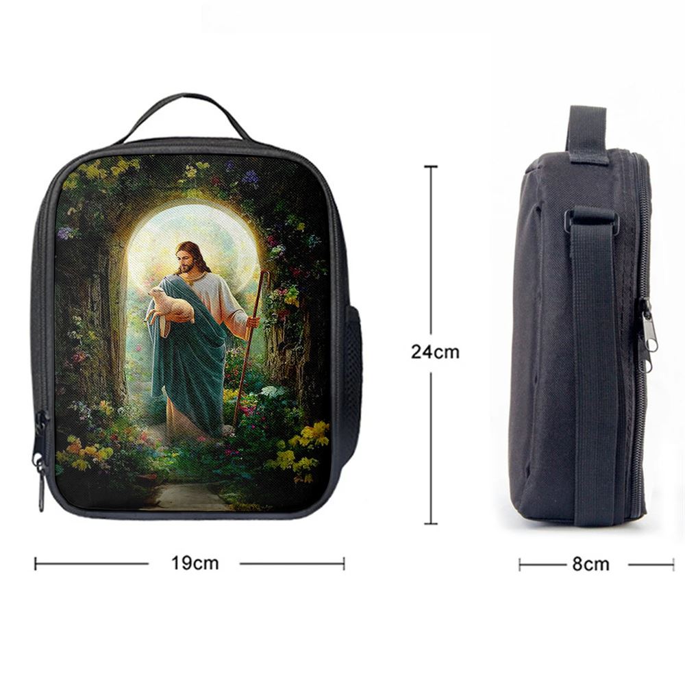 Jesus Hug A Lamb Lunch Bag - Jesus Art, Christian Lunch Box For School, Picnic