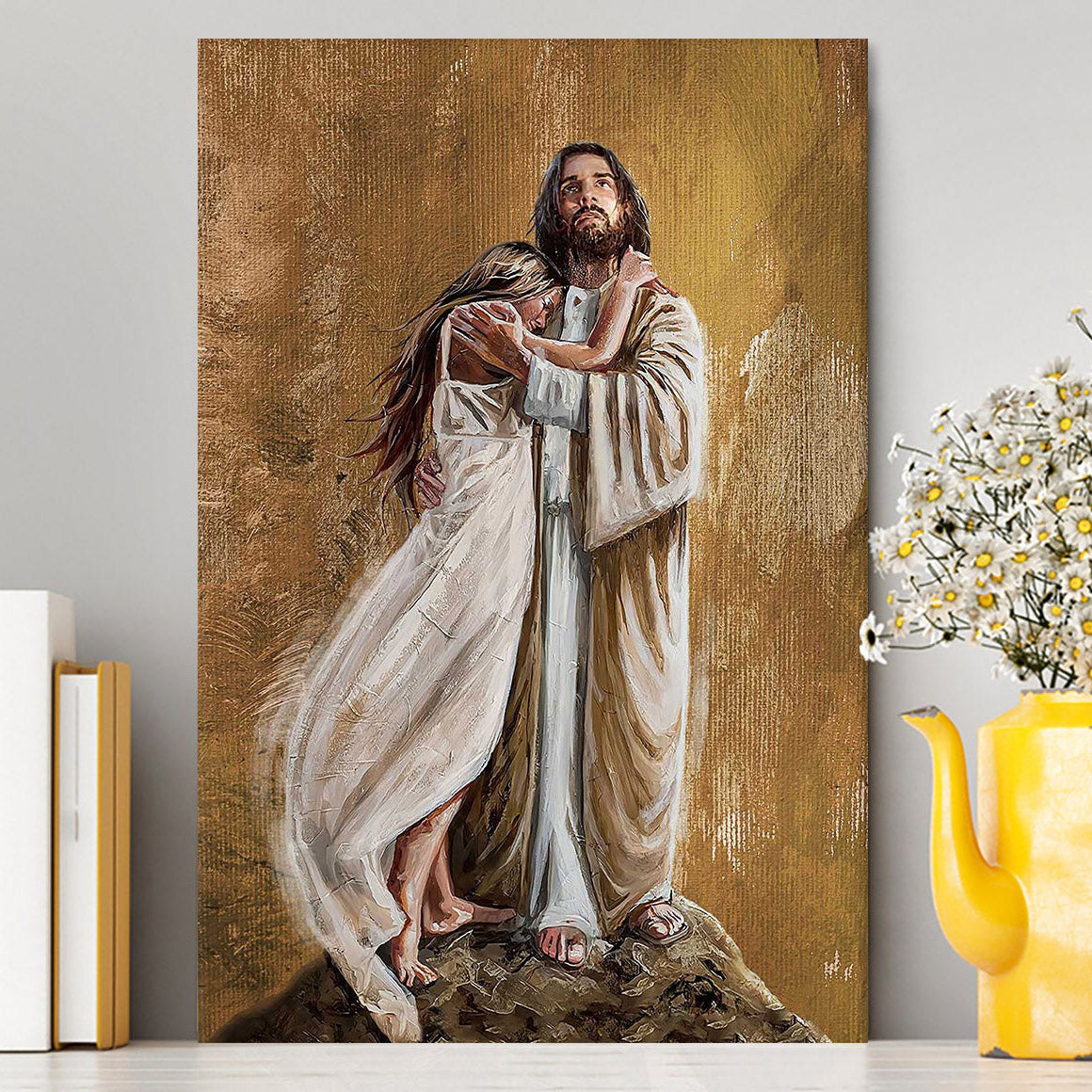 Jesus Hug In The Arms Of His Love Canvas Art - Christian Art - Bible Verse Wall Art - Religious Home Decor