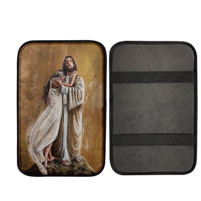 Jesus Hug In The Arms Of His Love Car Center Console Cover, Christian Car Armrest Accessories