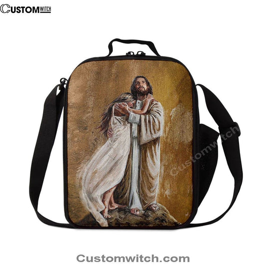 Jesus Hug In The Arms Of His Love Lunch Bag, Christian Lunch Box For School, Picnic