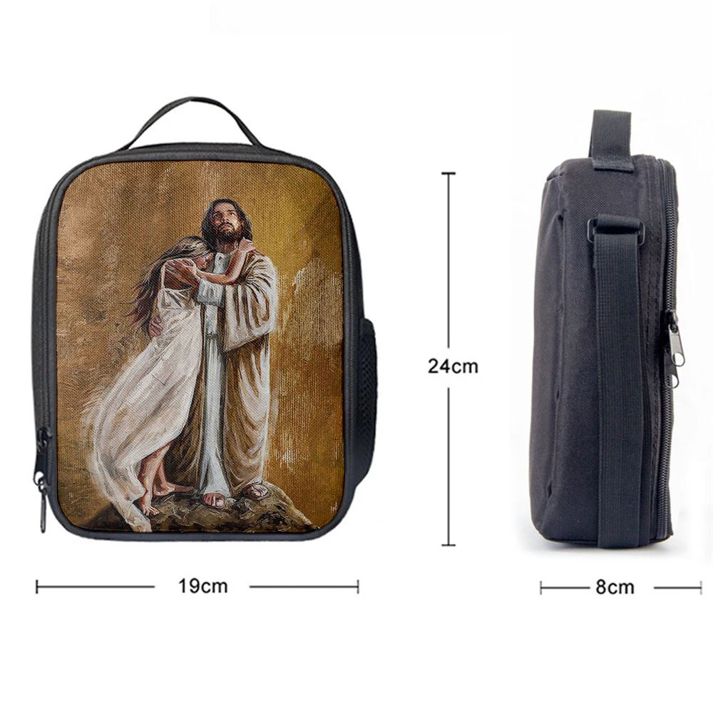 Jesus Hug In The Arms Of His Love Lunch Bag, Christian Lunch Box For School, Picnic