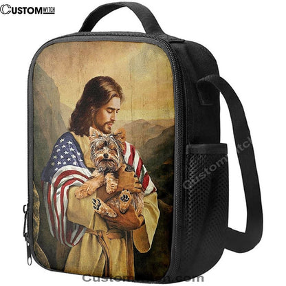 Jesus Hug Yorkshire Terrier Lunch Bag, Christian Lunch Box For School, Picnic
