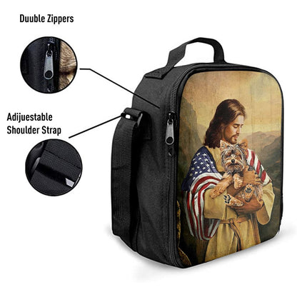 Jesus Hug Yorkshire Terrier Lunch Bag, Christian Lunch Box For School, Picnic