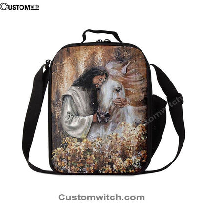 Jesus Hugging A Horse Lunch Bag, Christian Lunch Box For School, Picnic