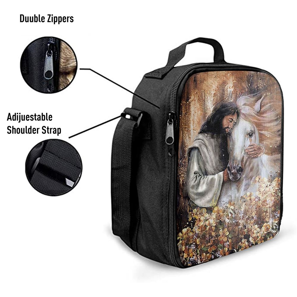Jesus Hugging A Horse Lunch Bag, Christian Lunch Box For School, Picnic