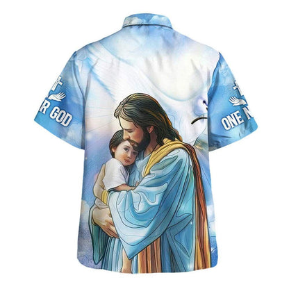 Jesus Hugging Child One Nation Under God Hawaiian Shirt For Men, Christian Hawaiian Shirt, Gift For Christian