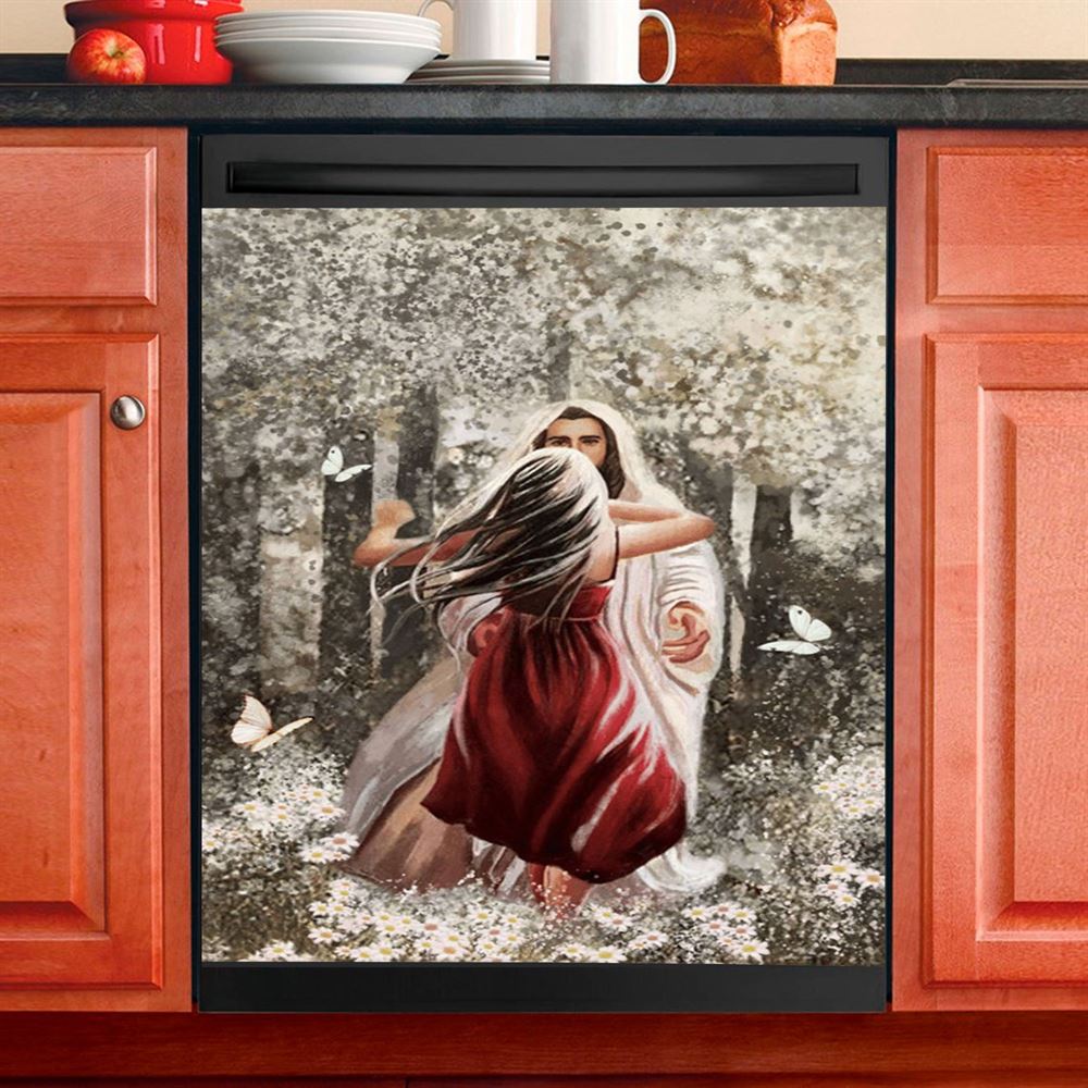 Jesus Hugging Girl Dishwasher Cover, Jesus Christ Dishwasher Stickers, Christian Kitchen Decor