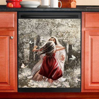 Jesus Hugging Girl Dishwasher Cover, Jesus Christ Dishwasher Stickers, Christian Kitchen Decor