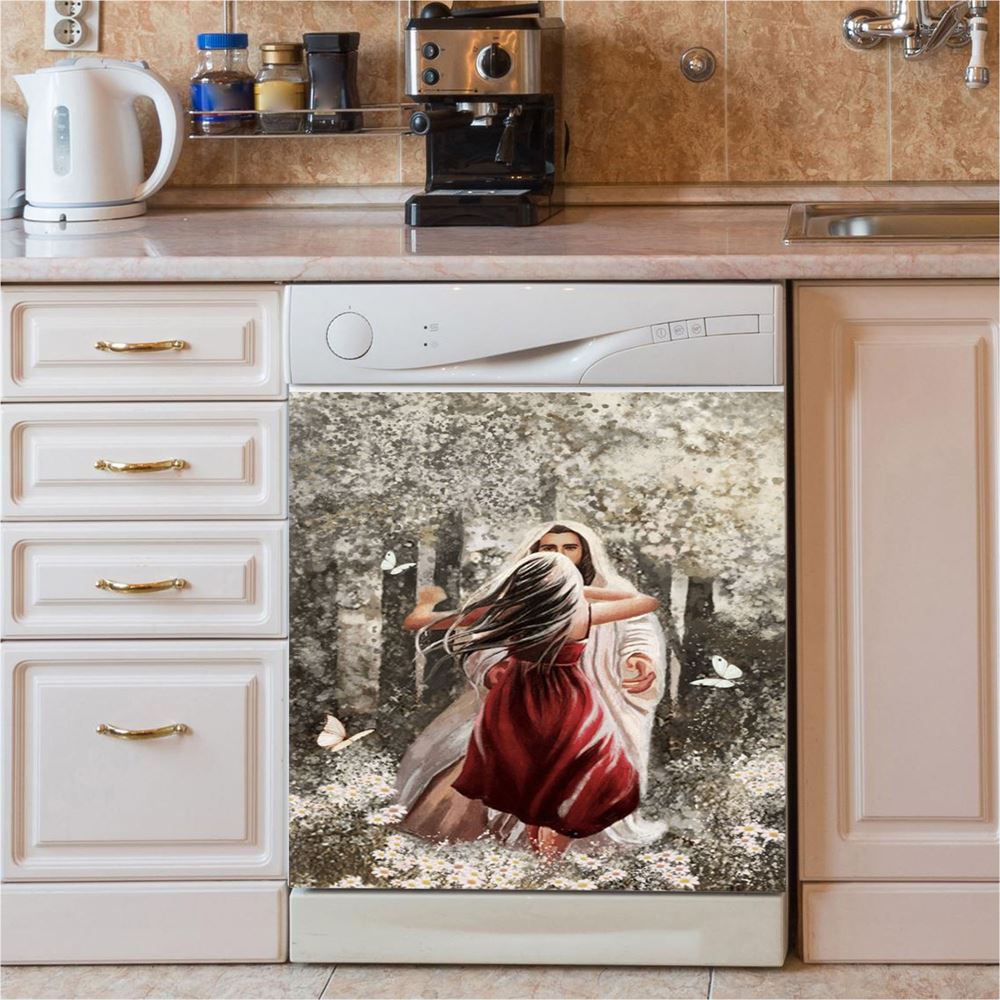 Jesus Hugging Girl Dishwasher Cover, Jesus Christ Dishwasher Stickers, Christian Kitchen Decor