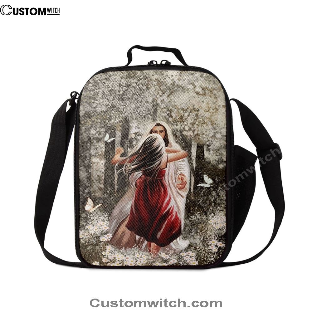 Jesus Hugging Girl Lunch Bag, Christian Lunch Box For School, Picnic