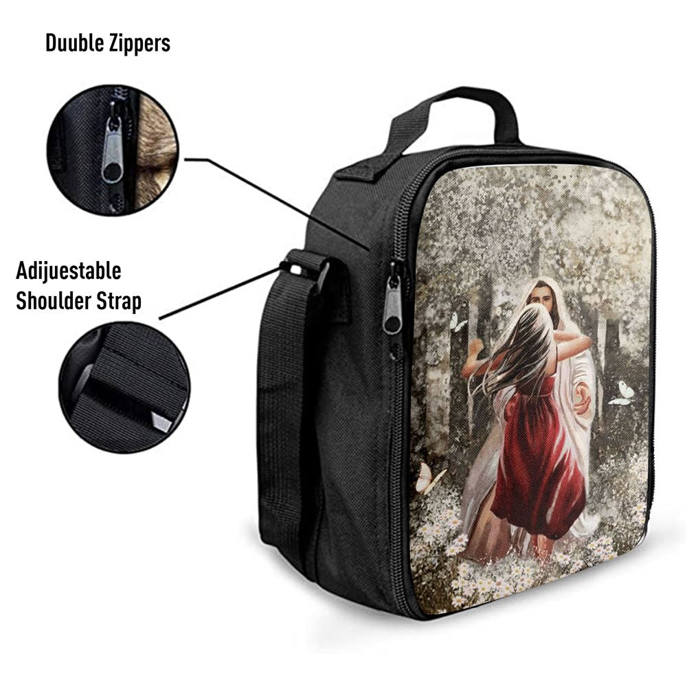 Jesus Hugging Girl Lunch Bag, Christian Lunch Box For School, Picnic