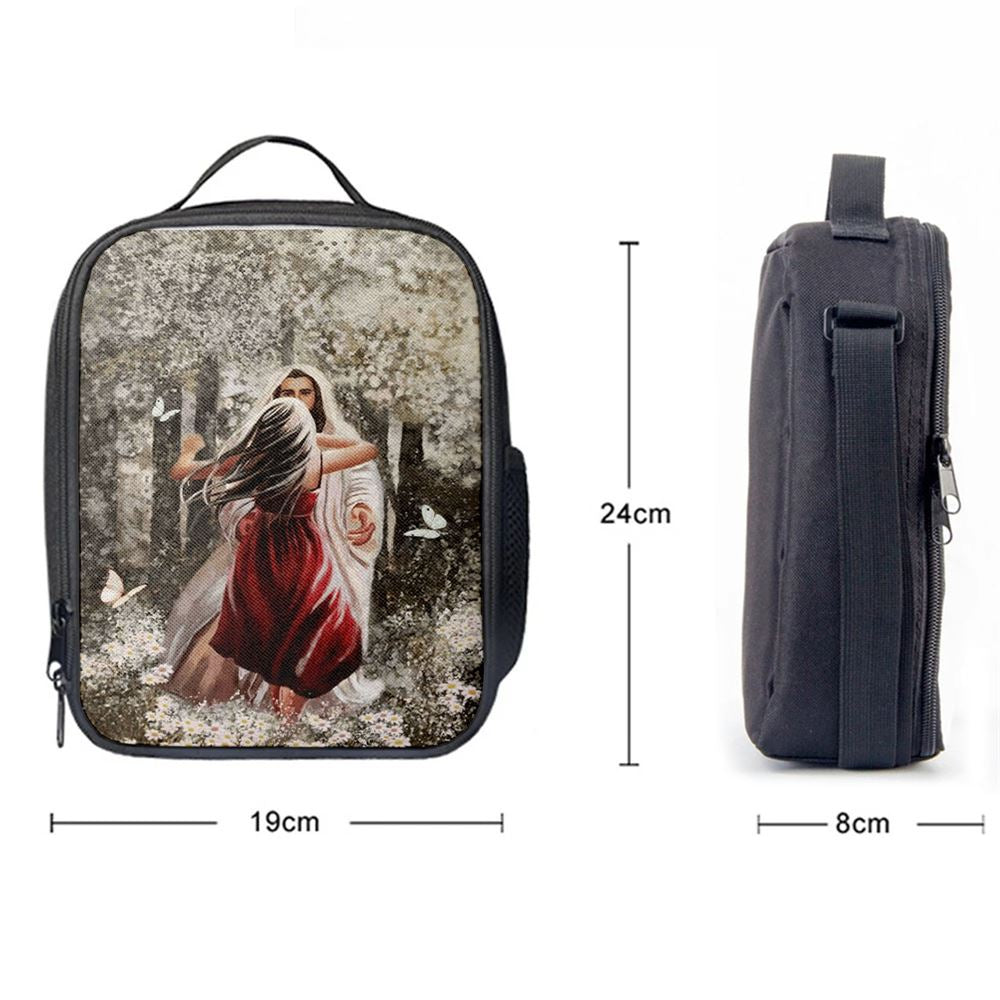 Jesus Hugging Girl Lunch Bag, Christian Lunch Box For School, Picnic