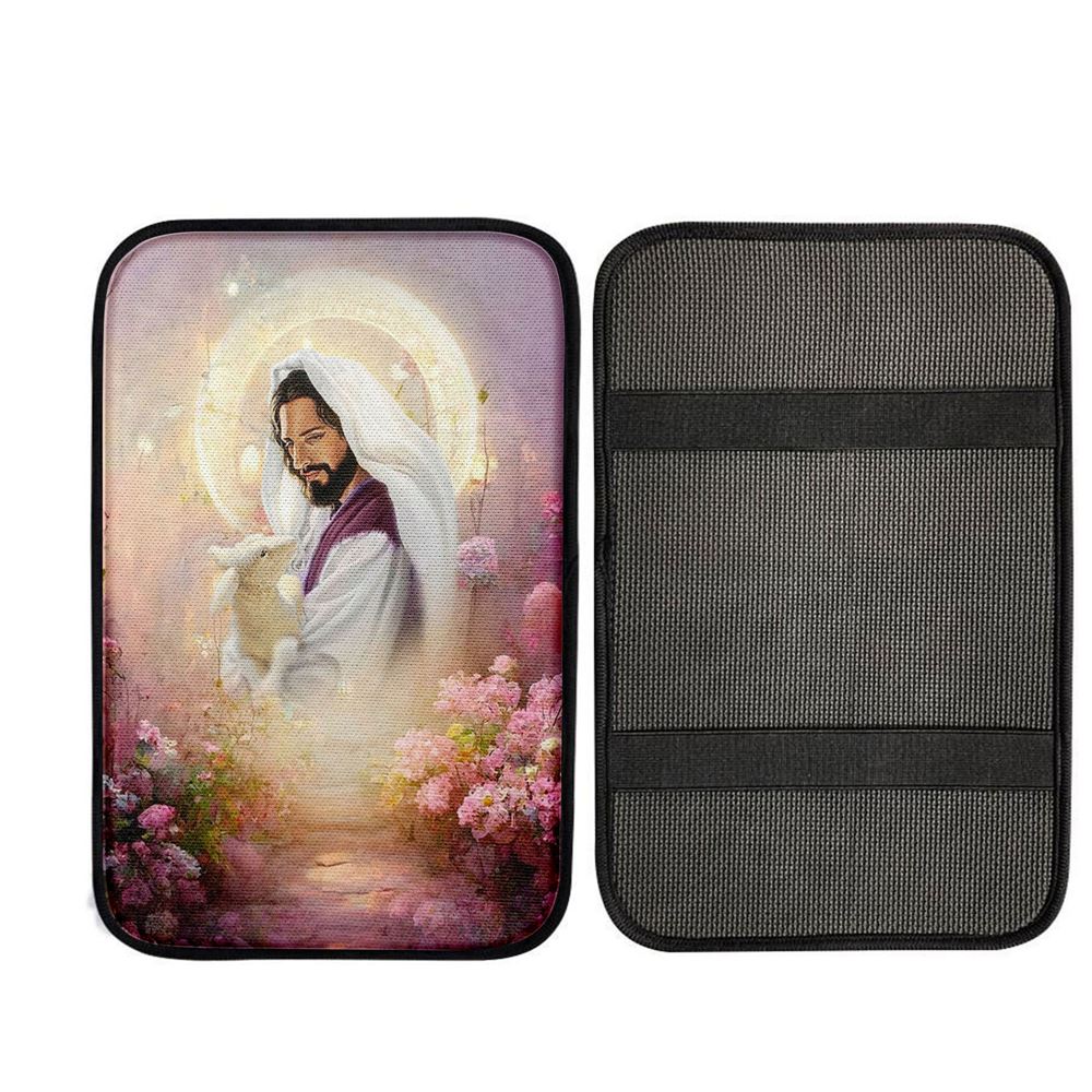 Jesus Hugging Lamb Car Center Console Cover, God Car Armrest Accessories