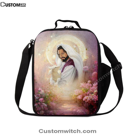 Jesus Hugging Lamb Lunch Bag - Jesus Art, Christian Lunch Box For School, Picnic