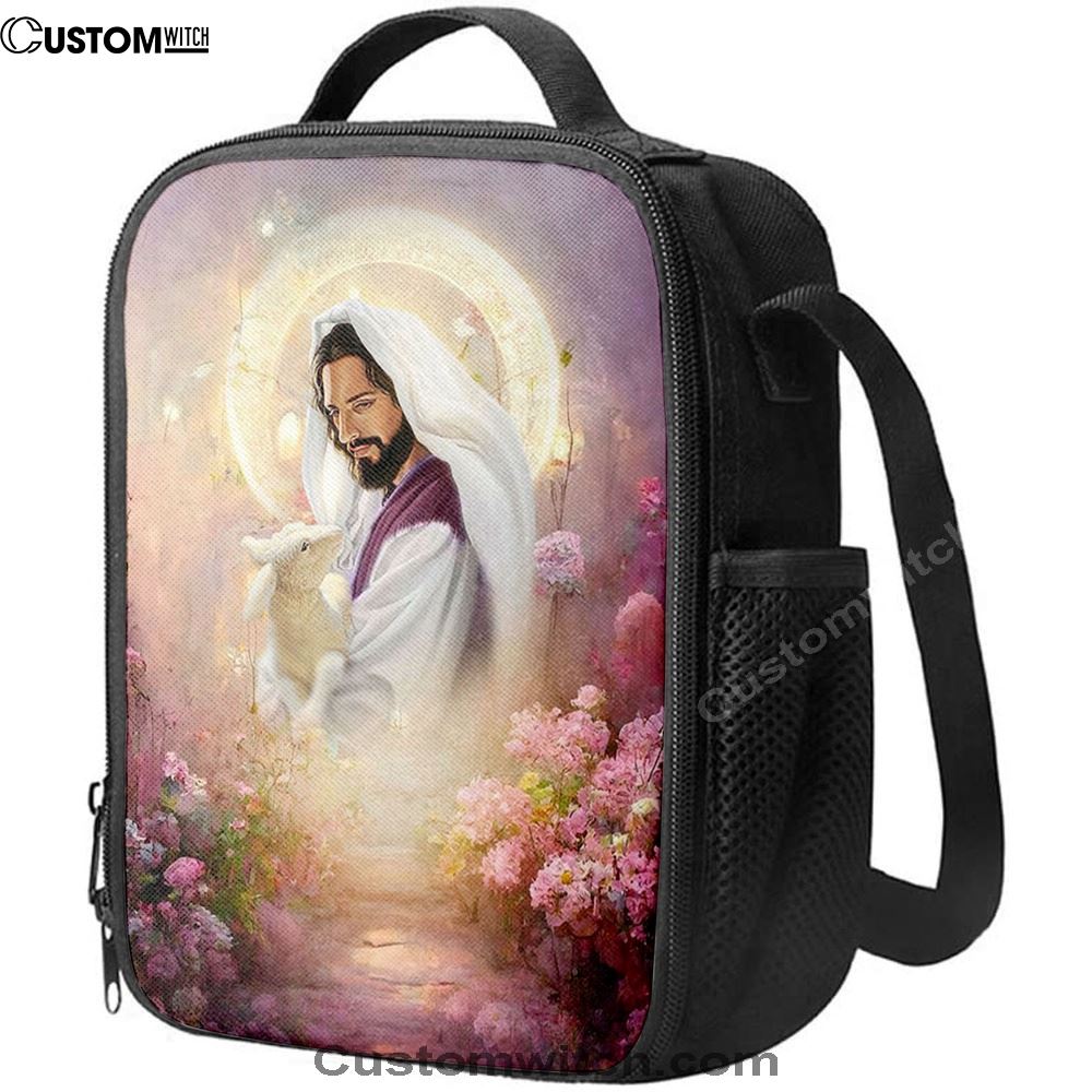 Jesus Hugging Lamb Lunch Bag - Jesus Art, Christian Lunch Box For School, Picnic