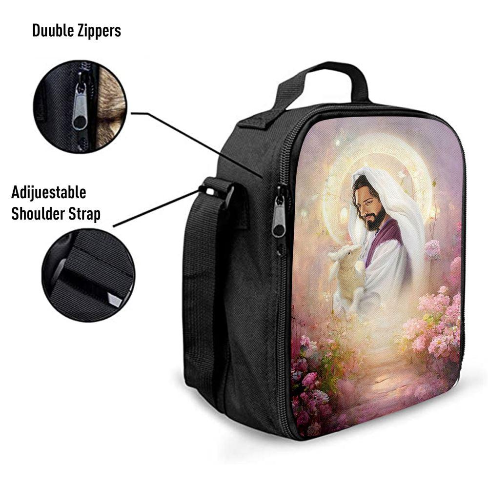 Jesus Hugging Lamb Lunch Bag - Jesus Art, Christian Lunch Box For School, Picnic