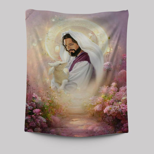 Jesus Hugging Lamb Tapestry Pictures - Jesus Art Prints - Jesus Art -  Christian Indoor Wall Tapestries