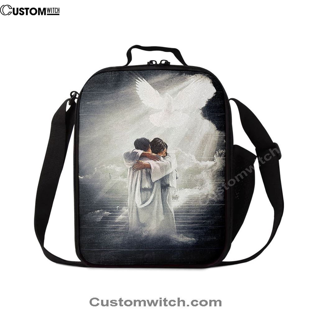 Jesus Hugging Man Dove Lunch Bag, Christian Lunch Box For School, Picnic