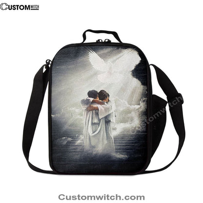 Jesus Hugging Man Dove Lunch Bag, Christian Lunch Box For School, Picnic