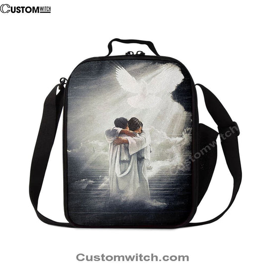 Jesus Hugging Man Dove Lunch Bag, Christian Lunch Box For School, Picnic