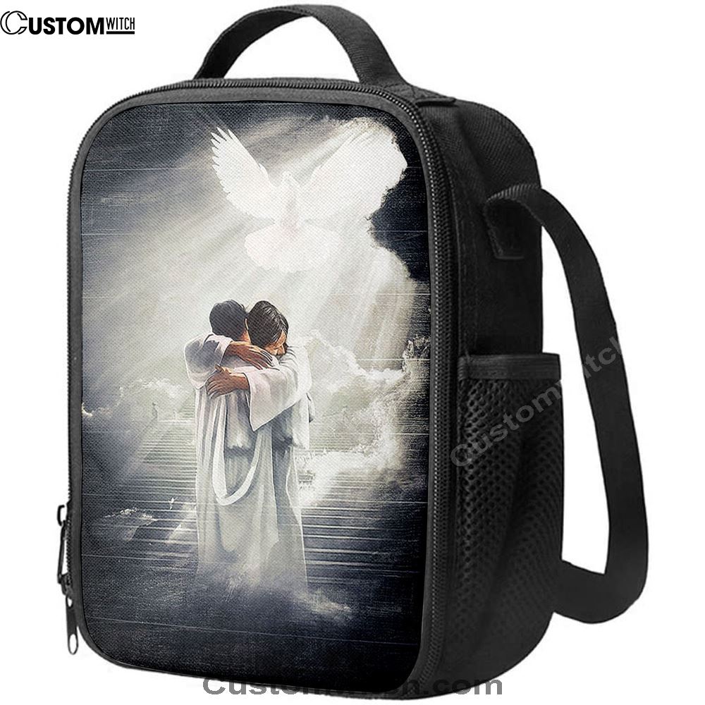 Jesus Hugging Man Dove Lunch Bag, Christian Lunch Box For School, Picnic